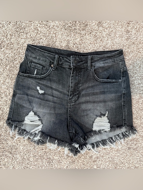 Risen Jeans Pants - RISEN Women's High Rise Black Distressed Denim Shorts